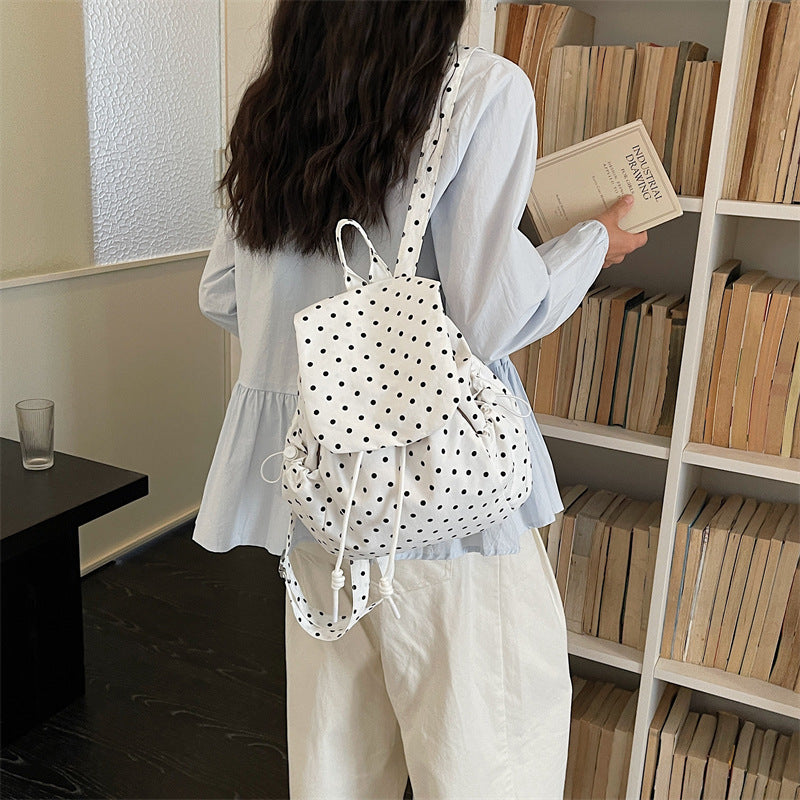 Casual Drawstring Polka Dot Backpack LoungeYard — product view 3