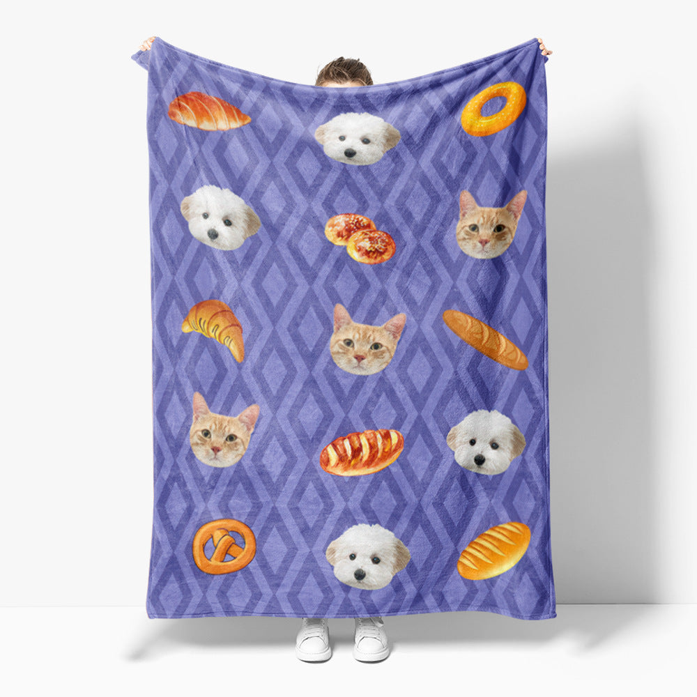 Cute Cat Pattern Fleece Blanket LoungeYard — product view 1