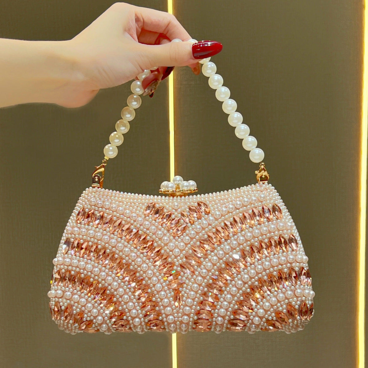 Decorative Pearl-Studded Evening Handbag — product view 1
