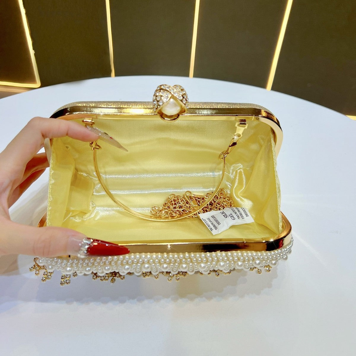 Elegant Pearl and Crystal Evening Handbag — product view 3
