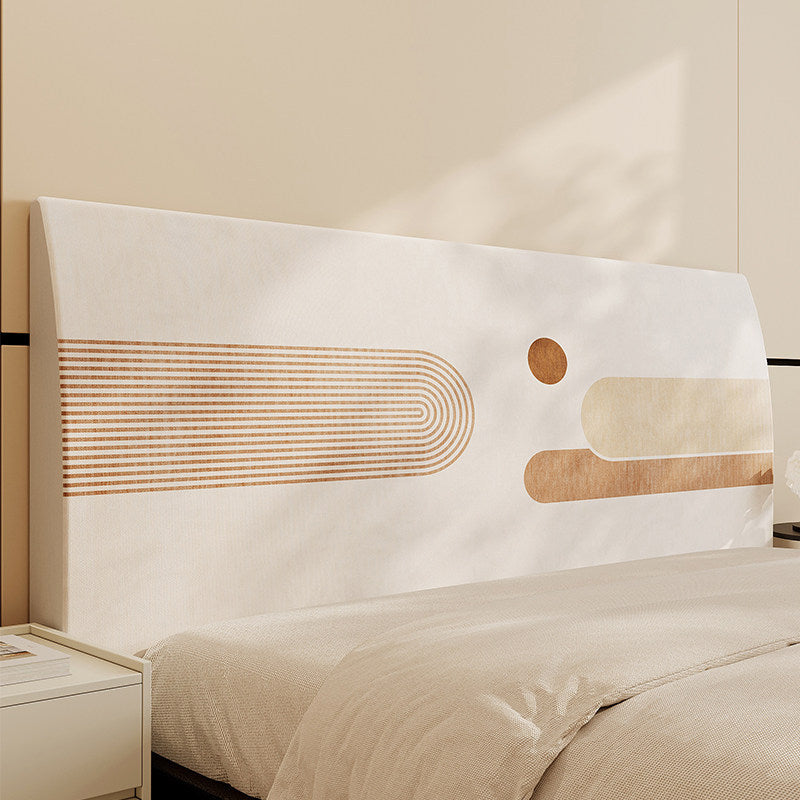 Upholstered Padded Headboard Cover with Abstract Minimalist Print — product view 2
