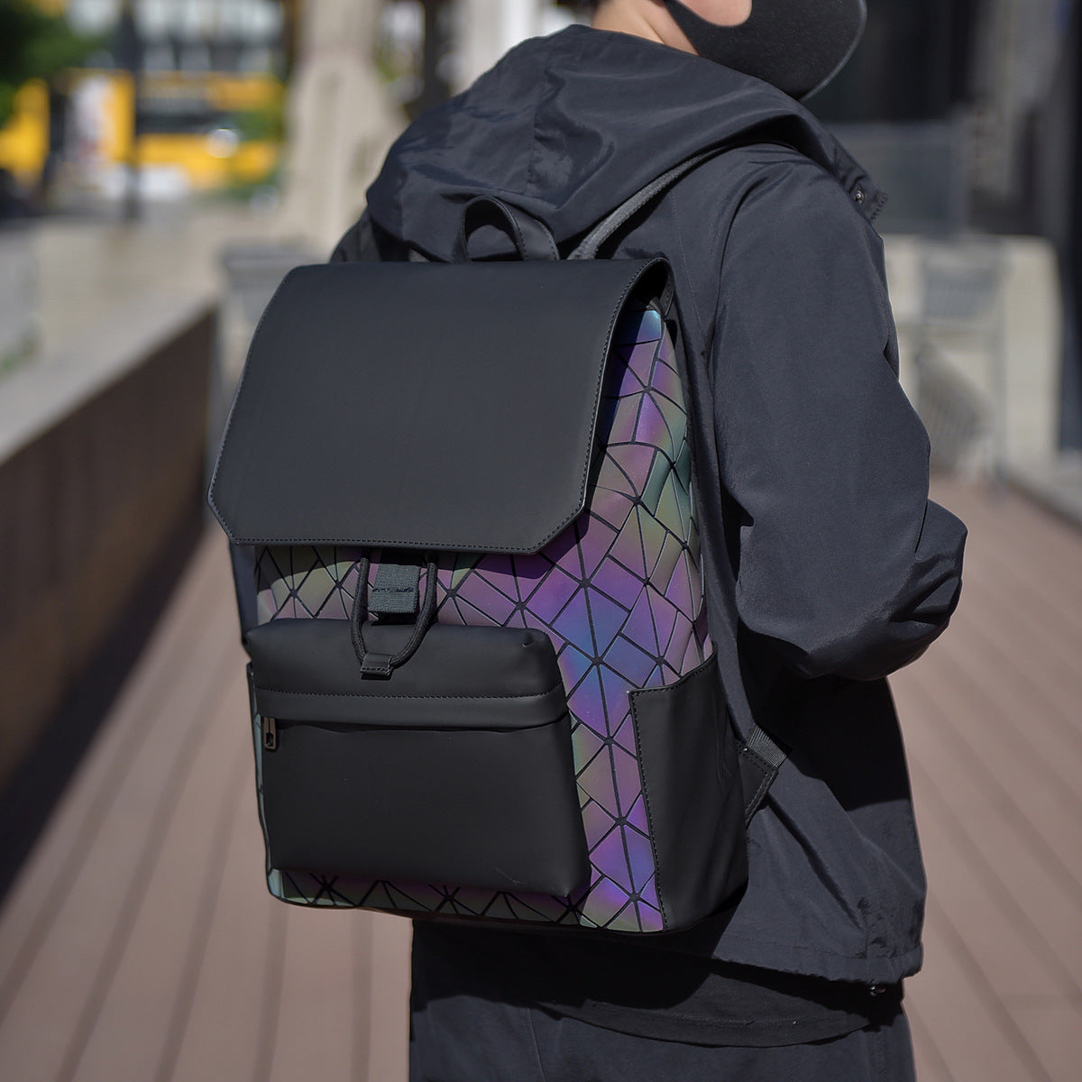 Stylish Textured Laptop Backpack LoungeYard — product view 1