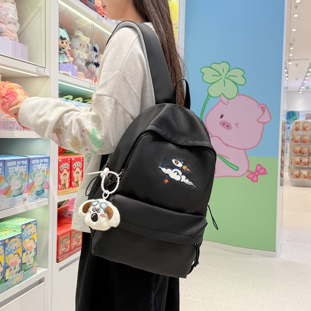 Everyday backpack with unique embroidery design LoungeYard — product view 2