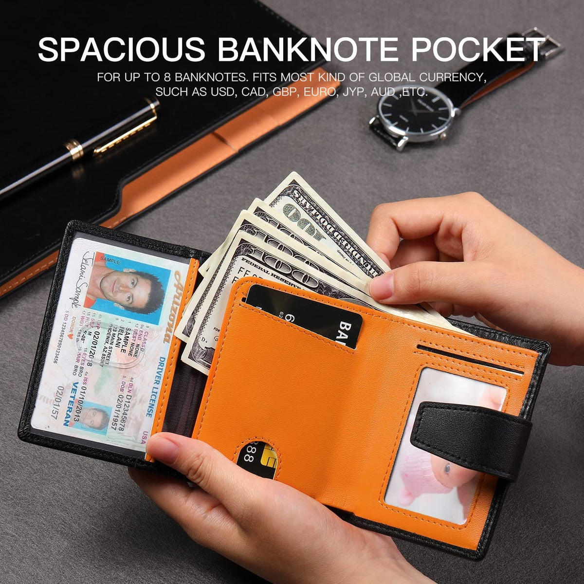 RFID-Blocking Leather Card Organizer LoungeYard — product view 4