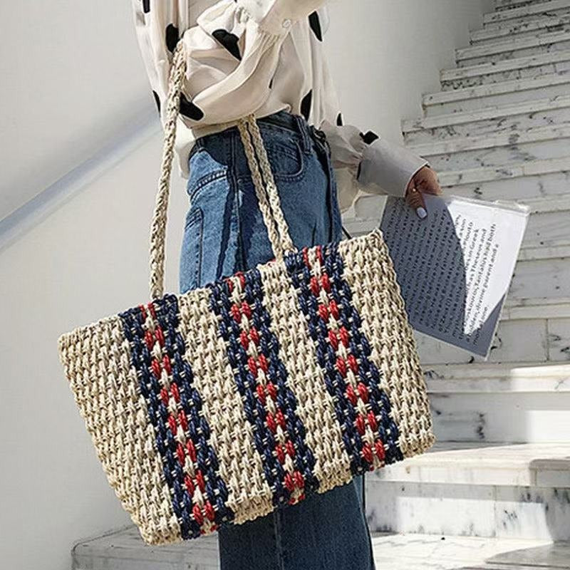 Handmade beach bag with colorful pattern LoungeYard — product view 3