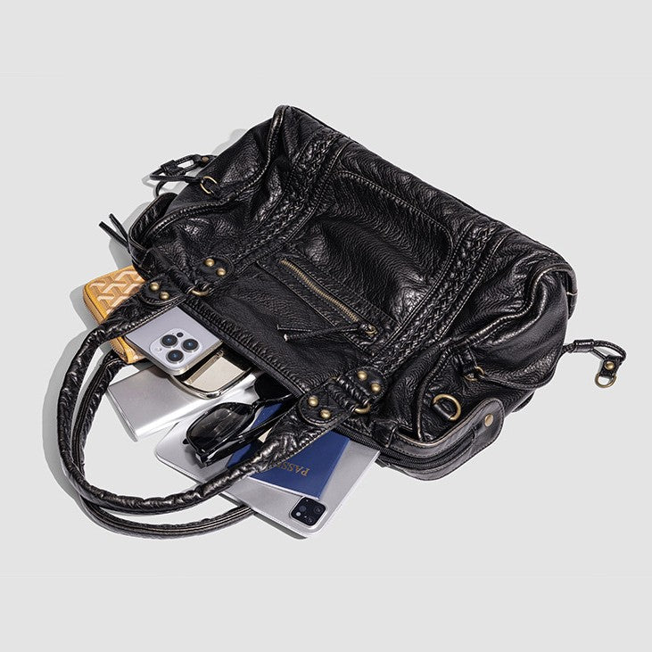 Distressed Leather Satchel Bag LoungeYard — product view 4