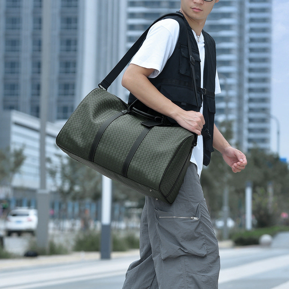 Woven Leather Weekend Travel Duffle Bag LoungeYard — product view 3