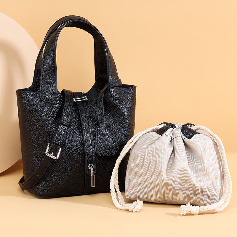 Dual-Compartment Textured Leather Tote Bag LoungeYard — product view 1