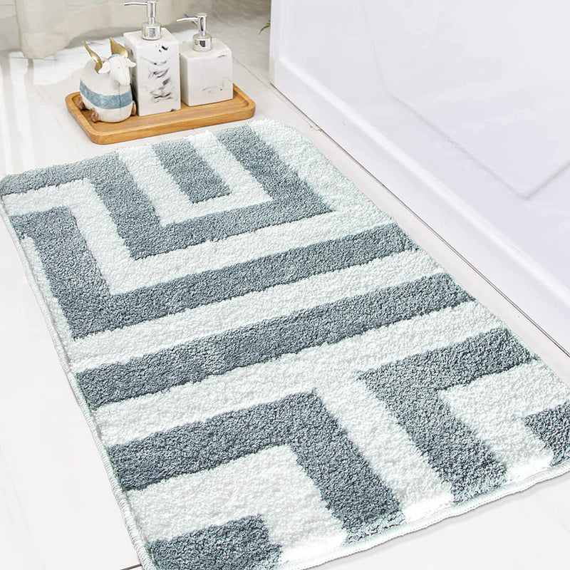 Plush Geometric Pattern Bath Mat Bowlift — product view 1