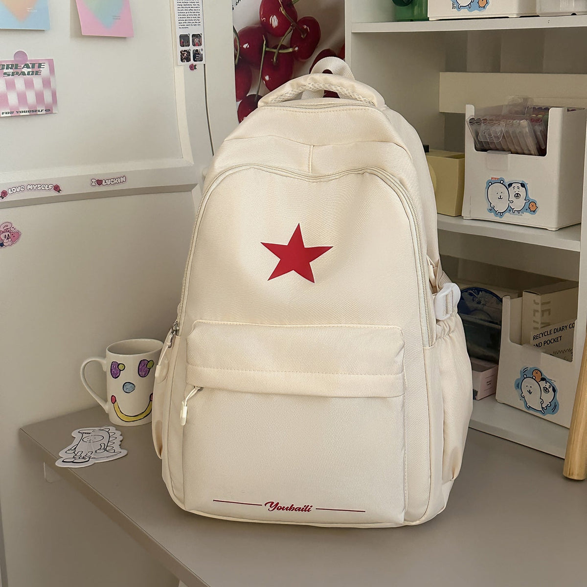 Casual Backpack with Stylish Star Design LoungeYard — product view 6