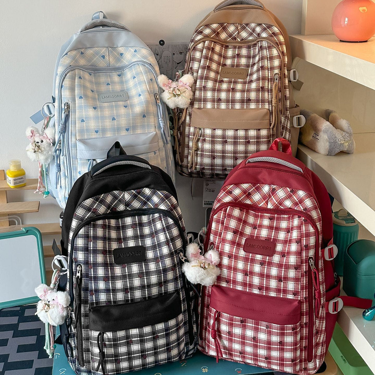 Multi-Functional Checkered Backpack LoungeYard — product view 4