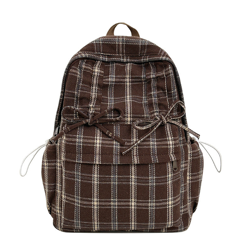 Checked Casual Drawstring Backpack LoungeYard — product view 3