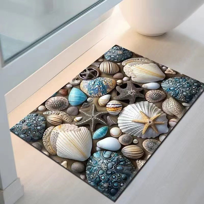Coastal Seashell Design Bath Mat LoungeYard — product view 2