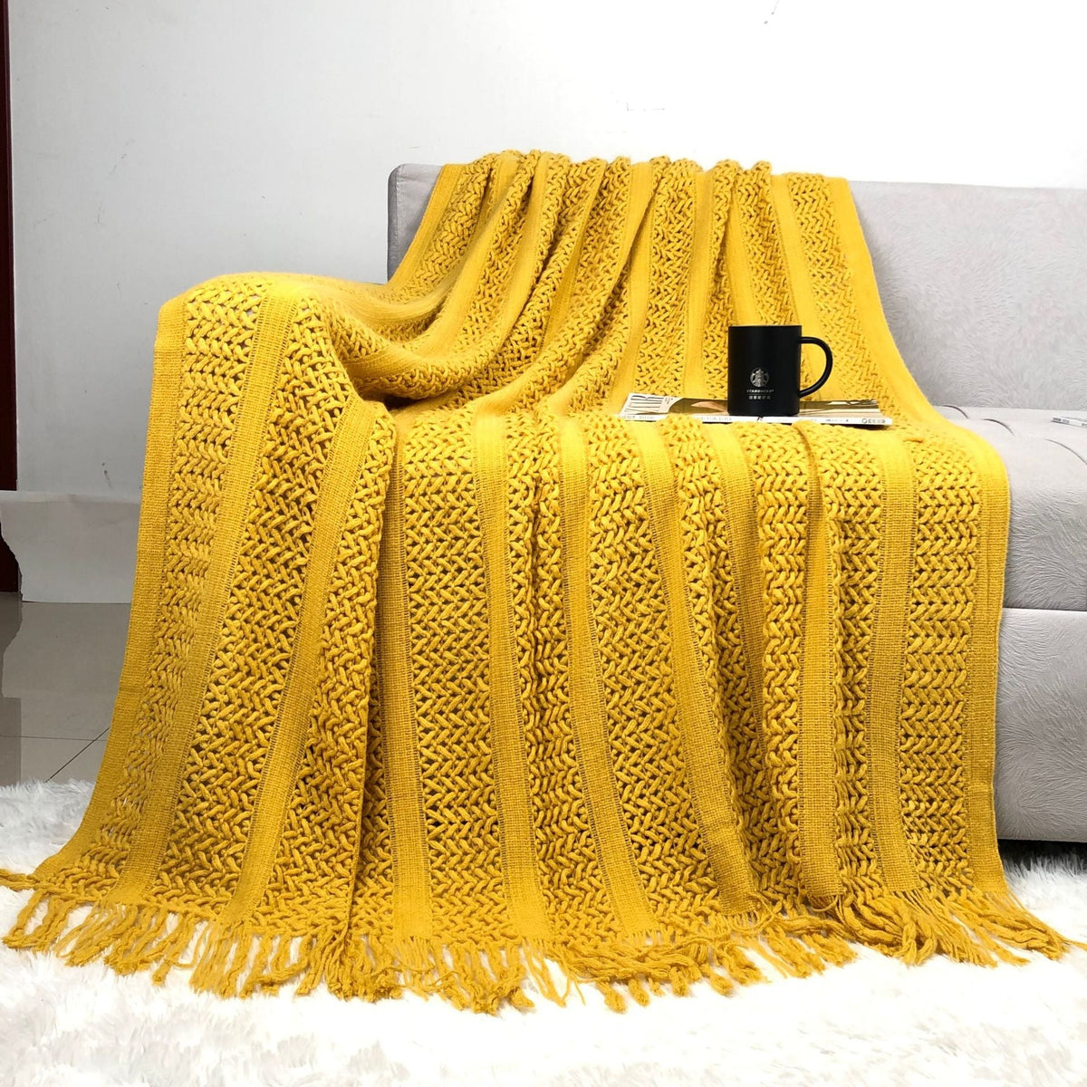Cozy Knit Throw Blanket LoungeYard — product view 5