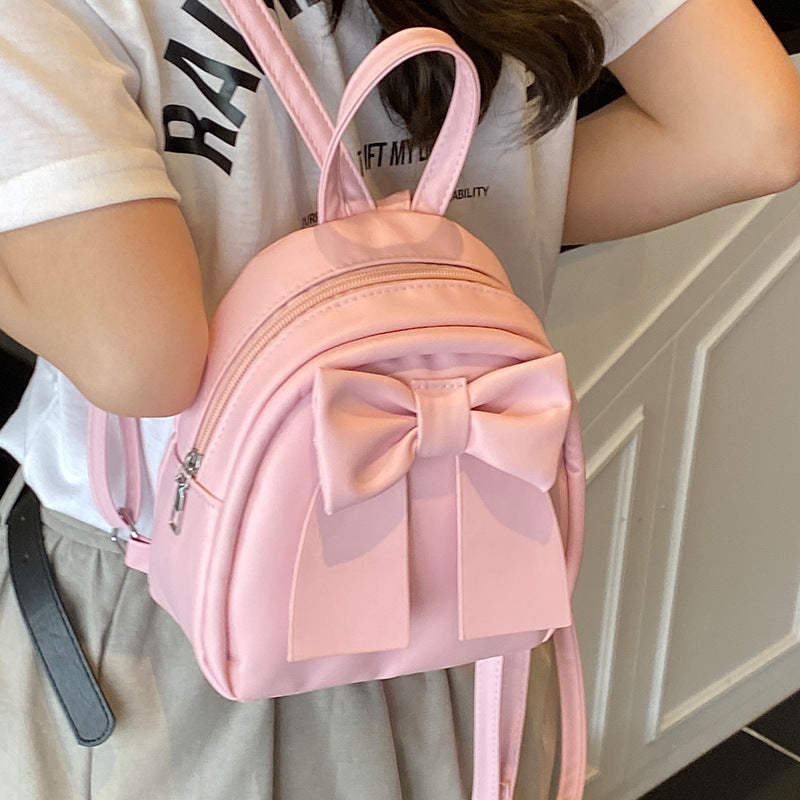 Bow-Accented Faux Leather Mini Backpack — product view 3