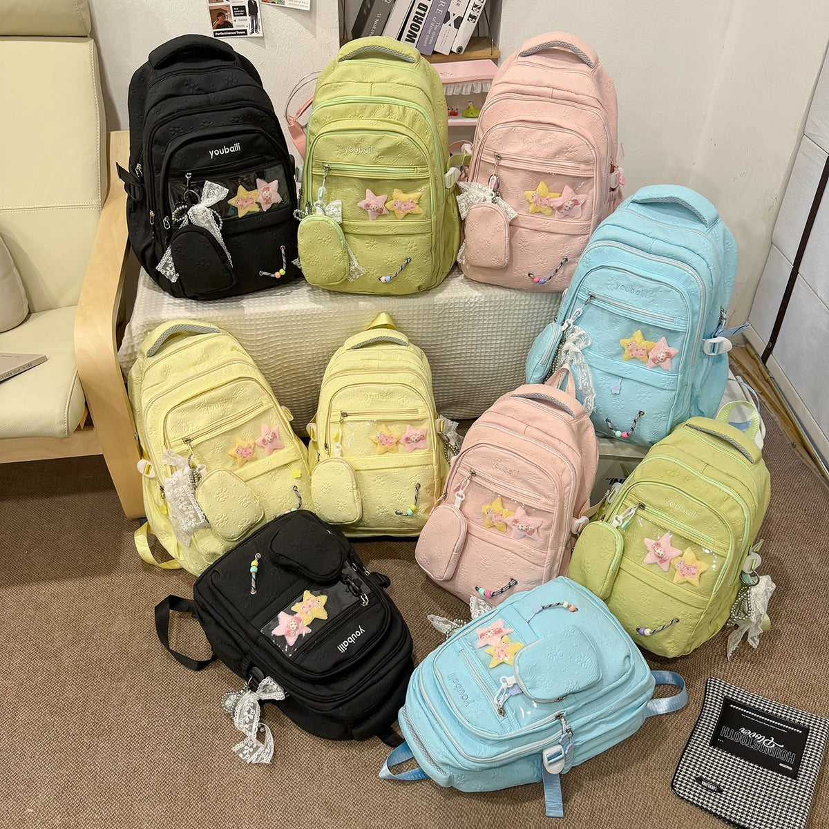 Decorative Floral-Embossed Backpack LoungeYard — product view 4