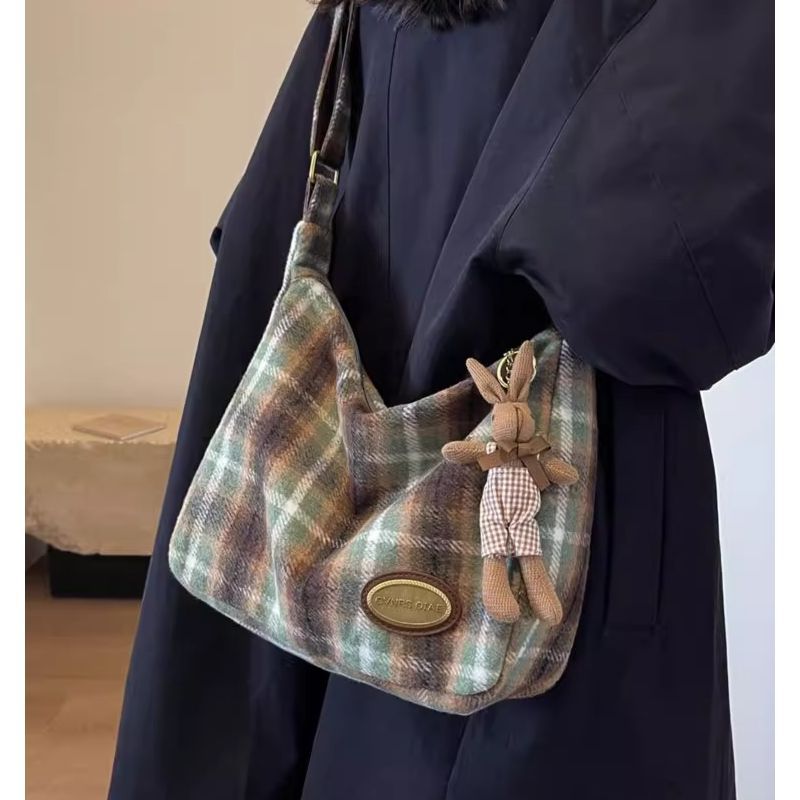 Cozy Plaid Shoulder Bag LoungeYard — product view 1