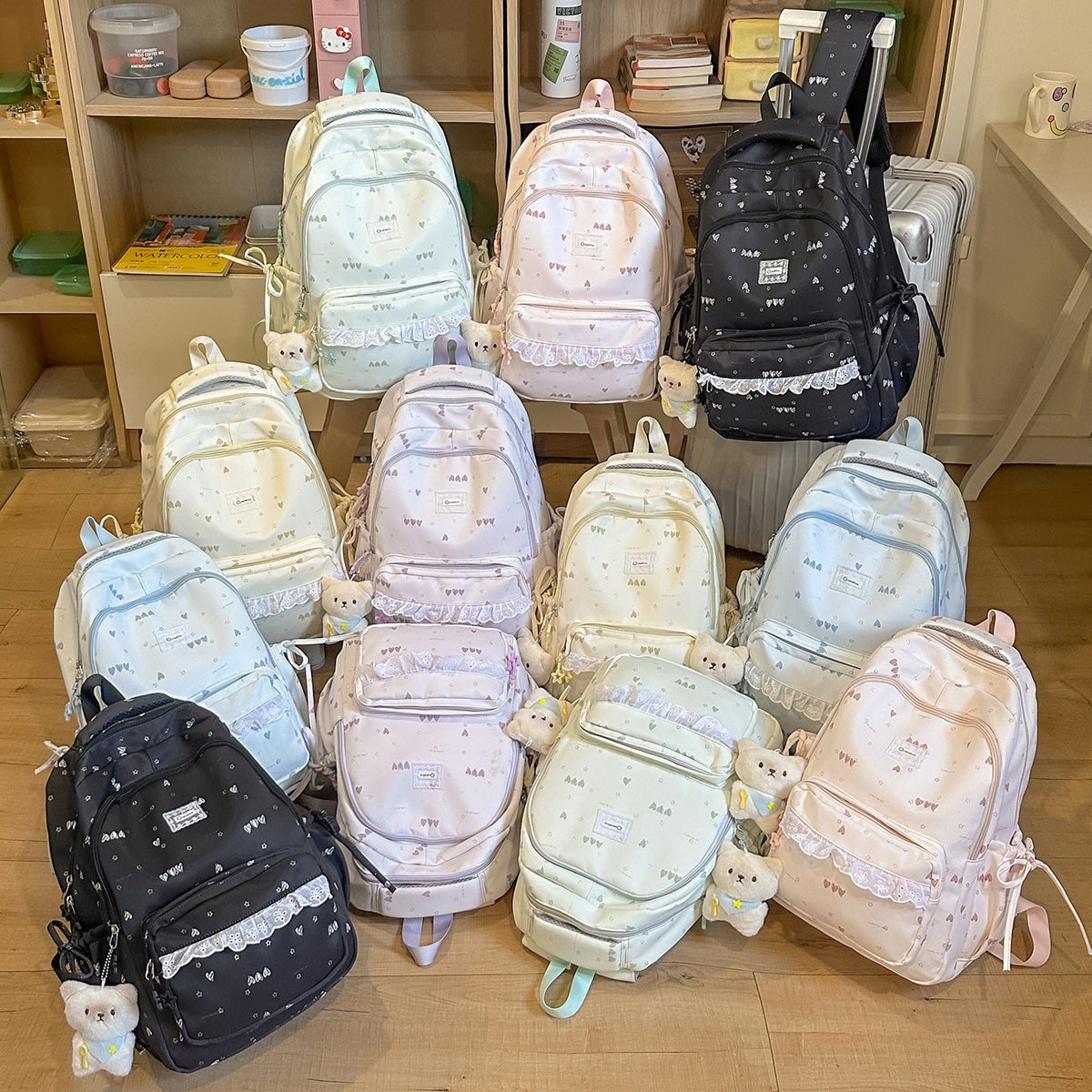 Cute Illustrated Multi-Compartment Backpack LoungeYard — product view 4