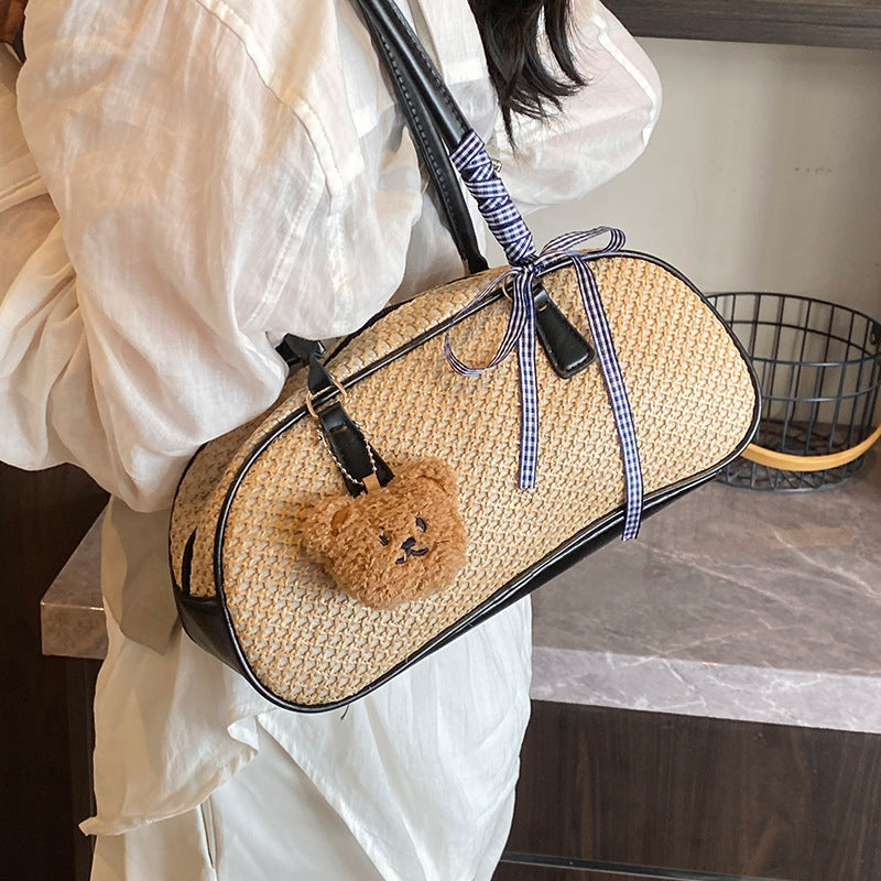 Cute Woven Straw Shoulder Bag — product view 5
