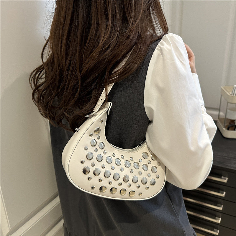 Studded Leather Hobo Bag LoungeYard — product view 3