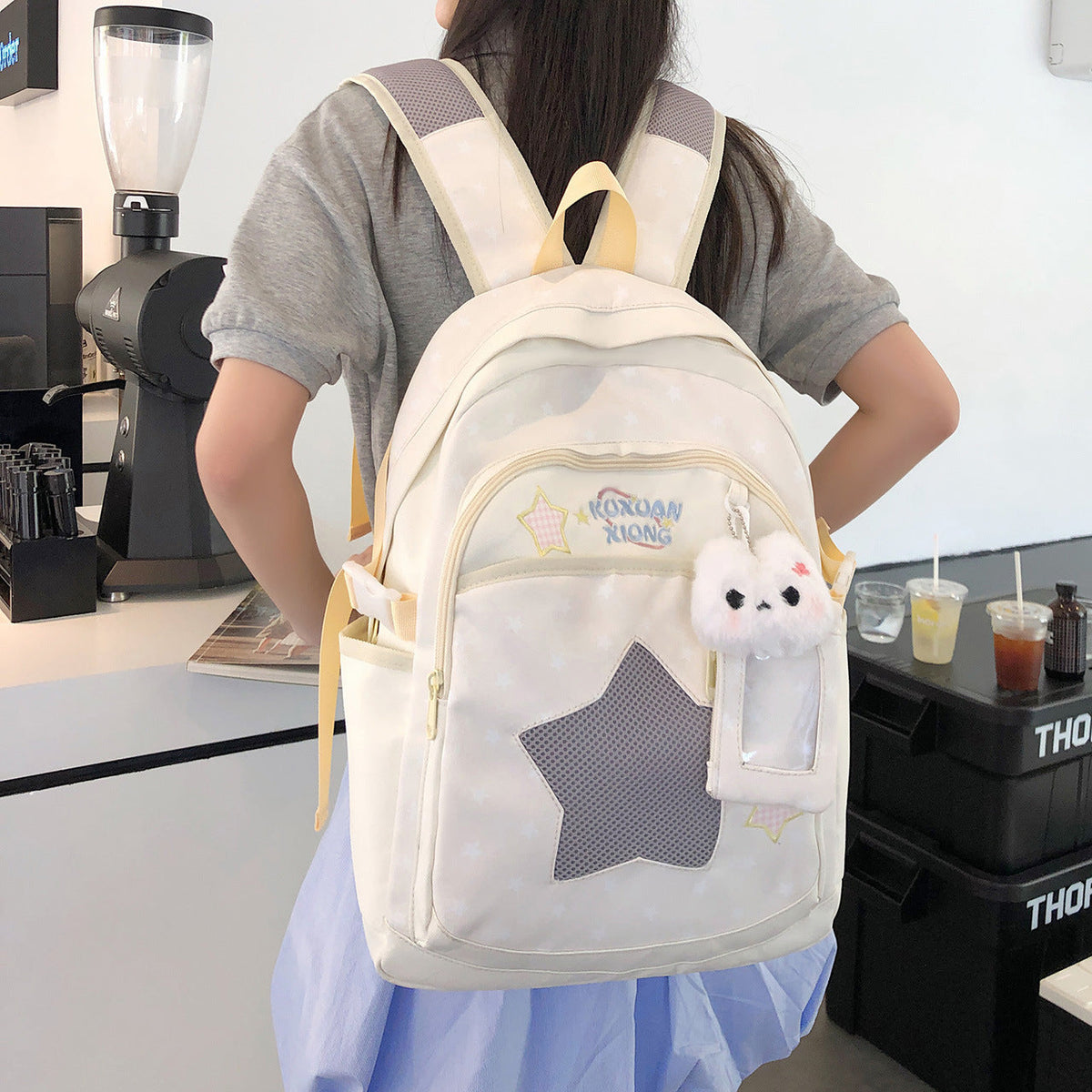 Cute Star-Print Backpack LoungeYard — product view 2