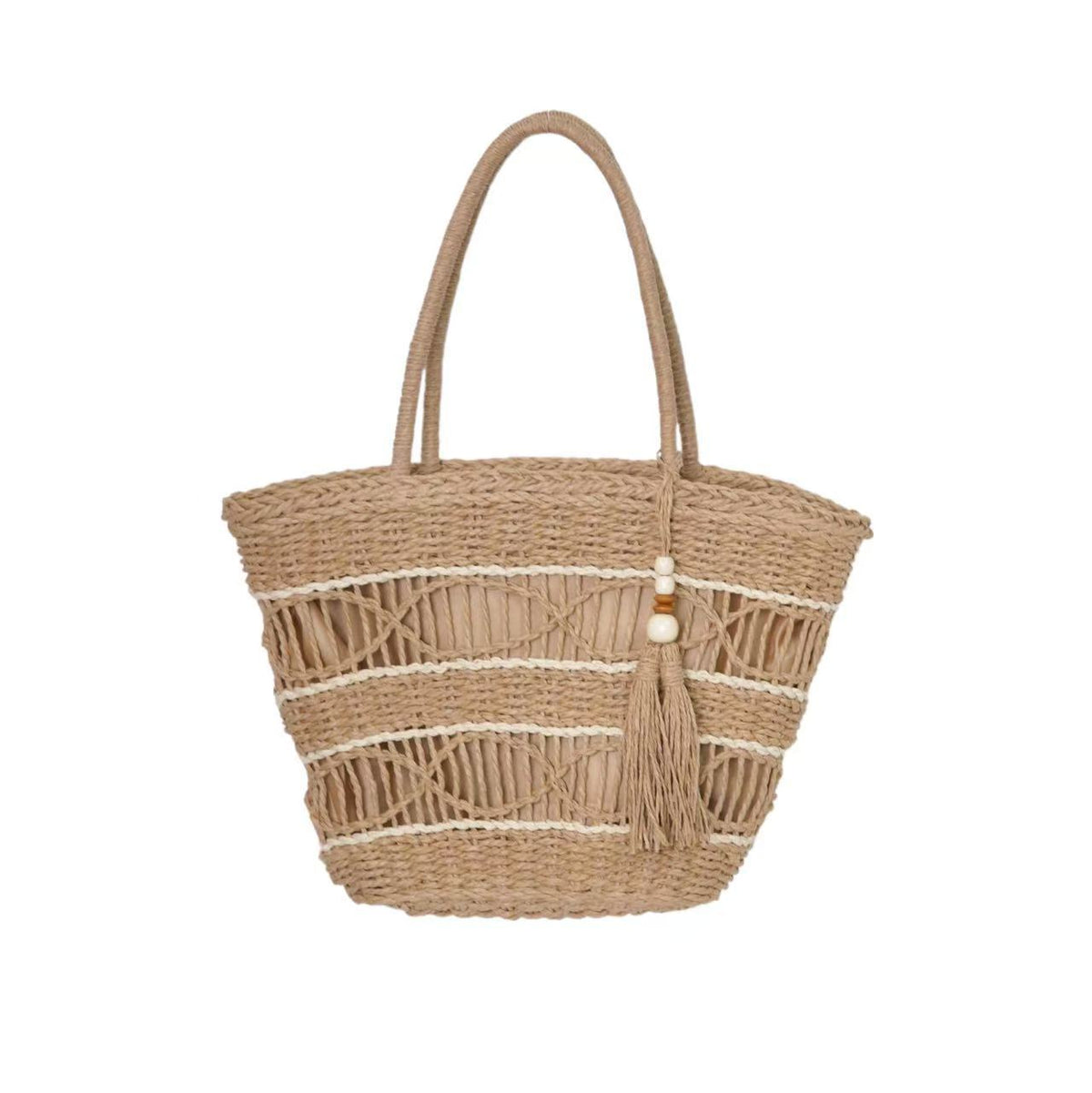 Braided basket bag with tassel details LoungeYard — product view 4