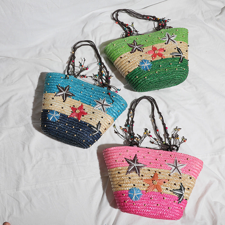 Beach bag with colorful flower pattern LoungeYard — product view 3