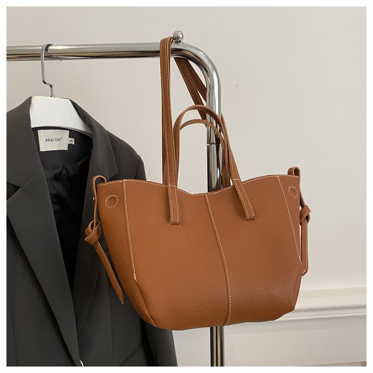 Textured Leather Everyday Tote Bag LoungeYard — product view 6