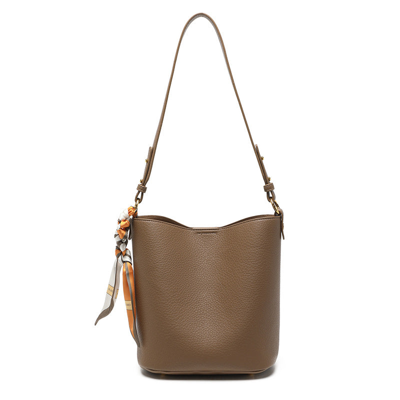 Textured Leather Bucket Bag LoungeYard — product view 5