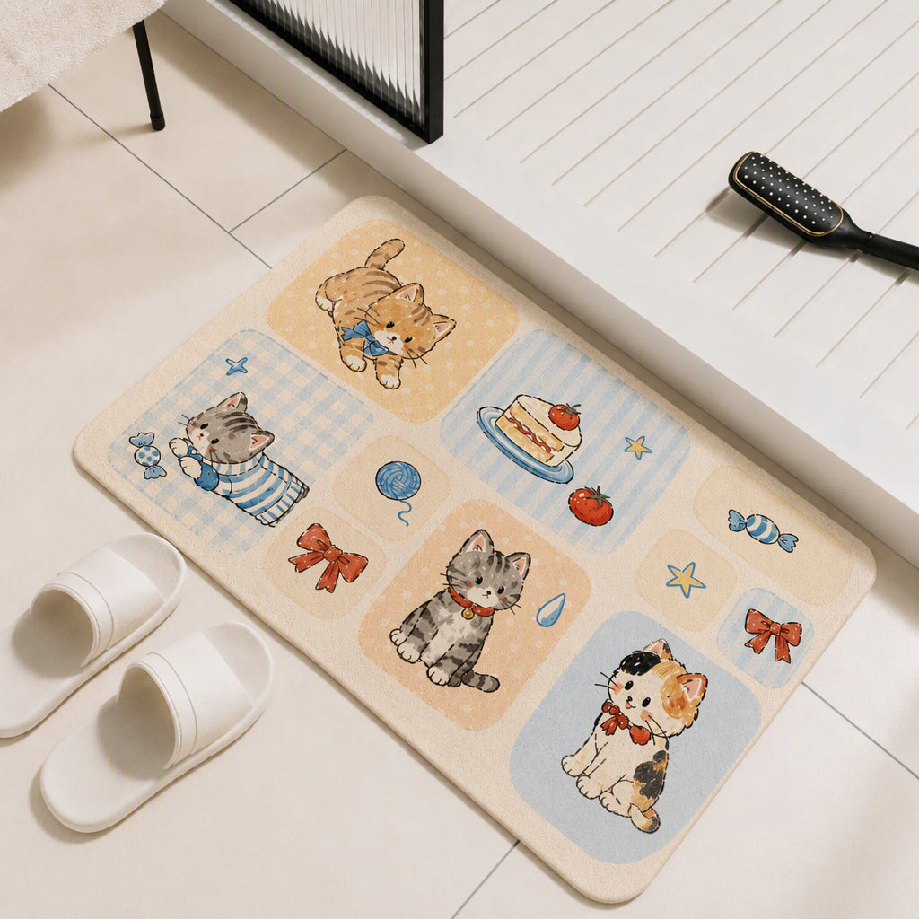 Cute Cat-Themed Indoor Area Rug Bowlift — product view 3