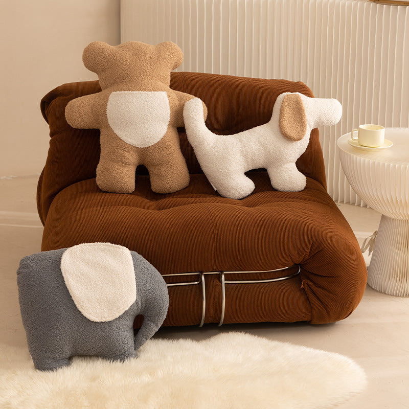 Cuddle teddy cushion made of boucle with ergonomic back support — product view 1