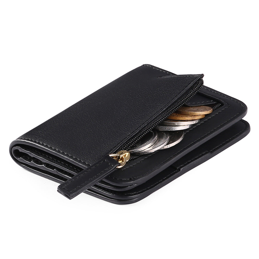 Compact Saffiano Card and Coin Wallet with Zipper Pocket LoungeYard — product view 2