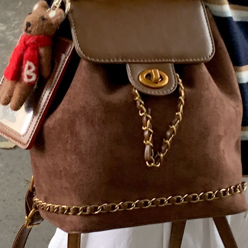 Stylish Suede Drawstring Backpack LoungeYard — product view 4
