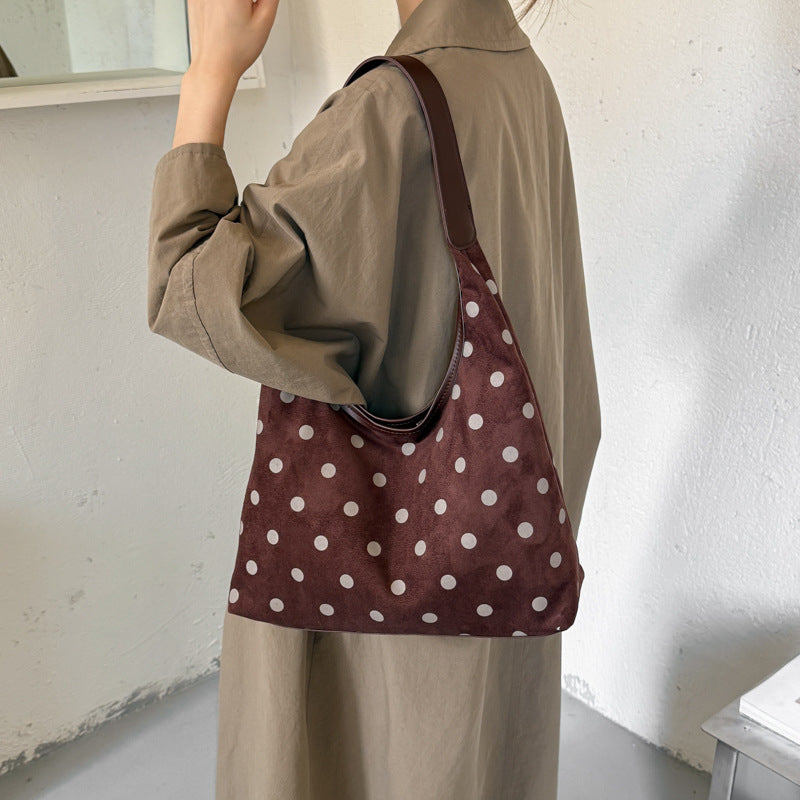 Polka Dot Suede Shopping Tote — product view 6