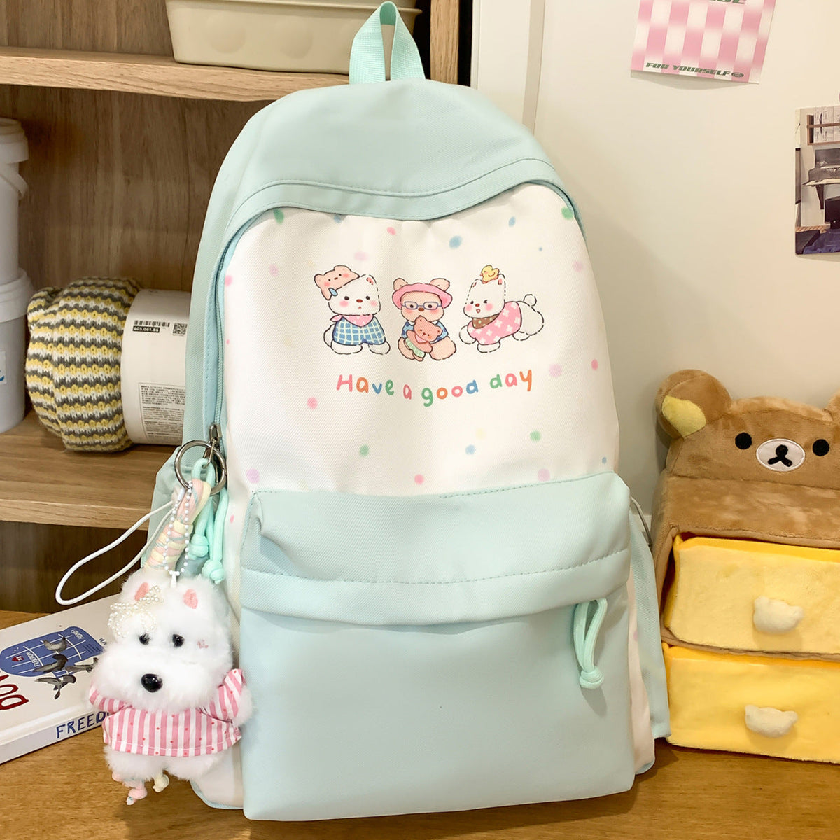 Cute Character Print Backpack — product view 3