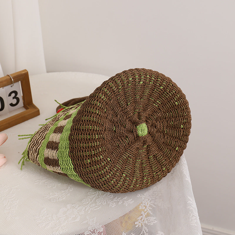 Handmade basket bag with cheerful garden design LoungeYard — product view 4