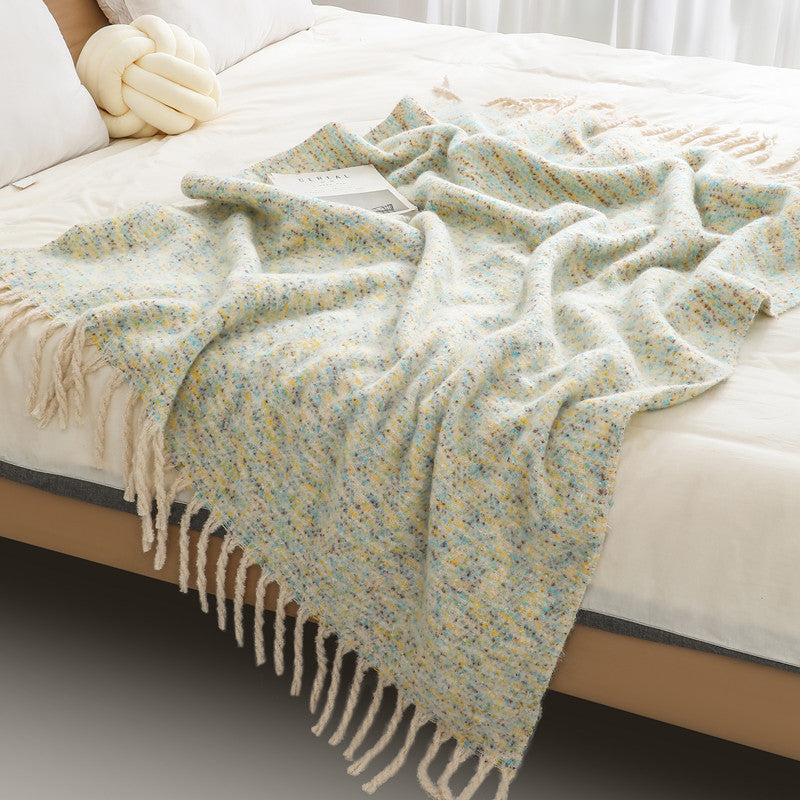 Ladies elegant and cozy blanket with fringes LoungeYard — product view 3