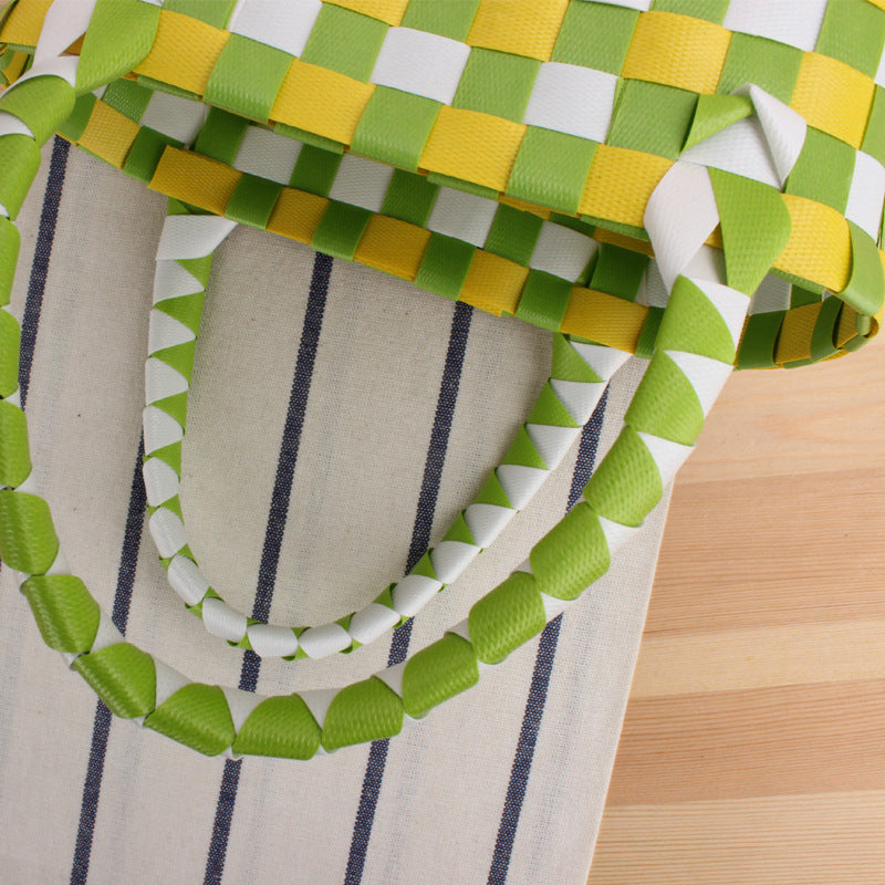 Handcrafted Tote Bag in Modern Check Pattern LoungeYard — product view 3