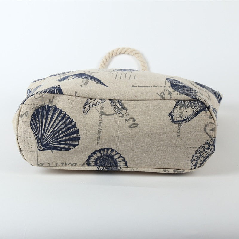 Beach bag in maritime design with sturdy rope handles LoungeYard — product view 3