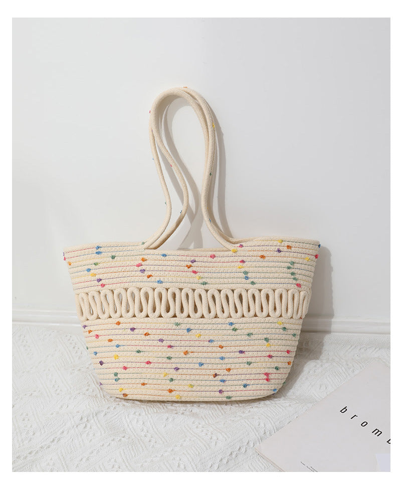 Elegant Handcrafted Beach Bag with Fine Braided Pattern LoungeYard — product view 7