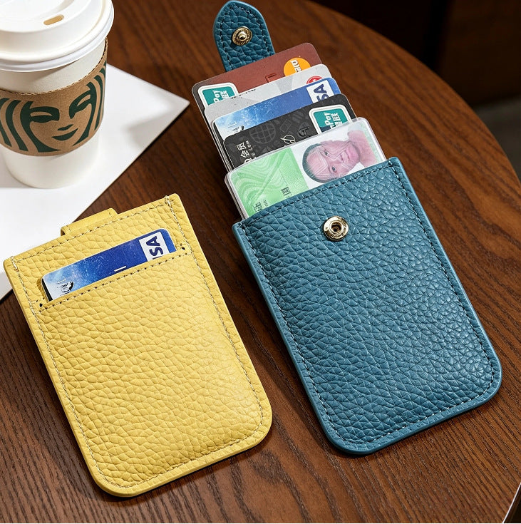 Textured Leather Cardholder with Snap Closure LoungeYard — product view 3