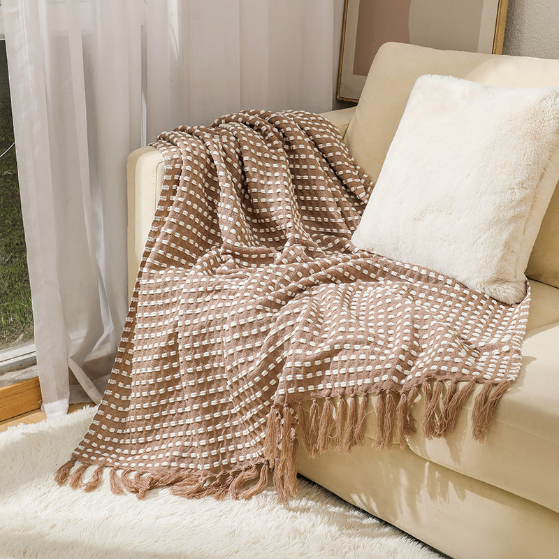 Textured Cotton Throw Blanket LoungeYard — product view 6