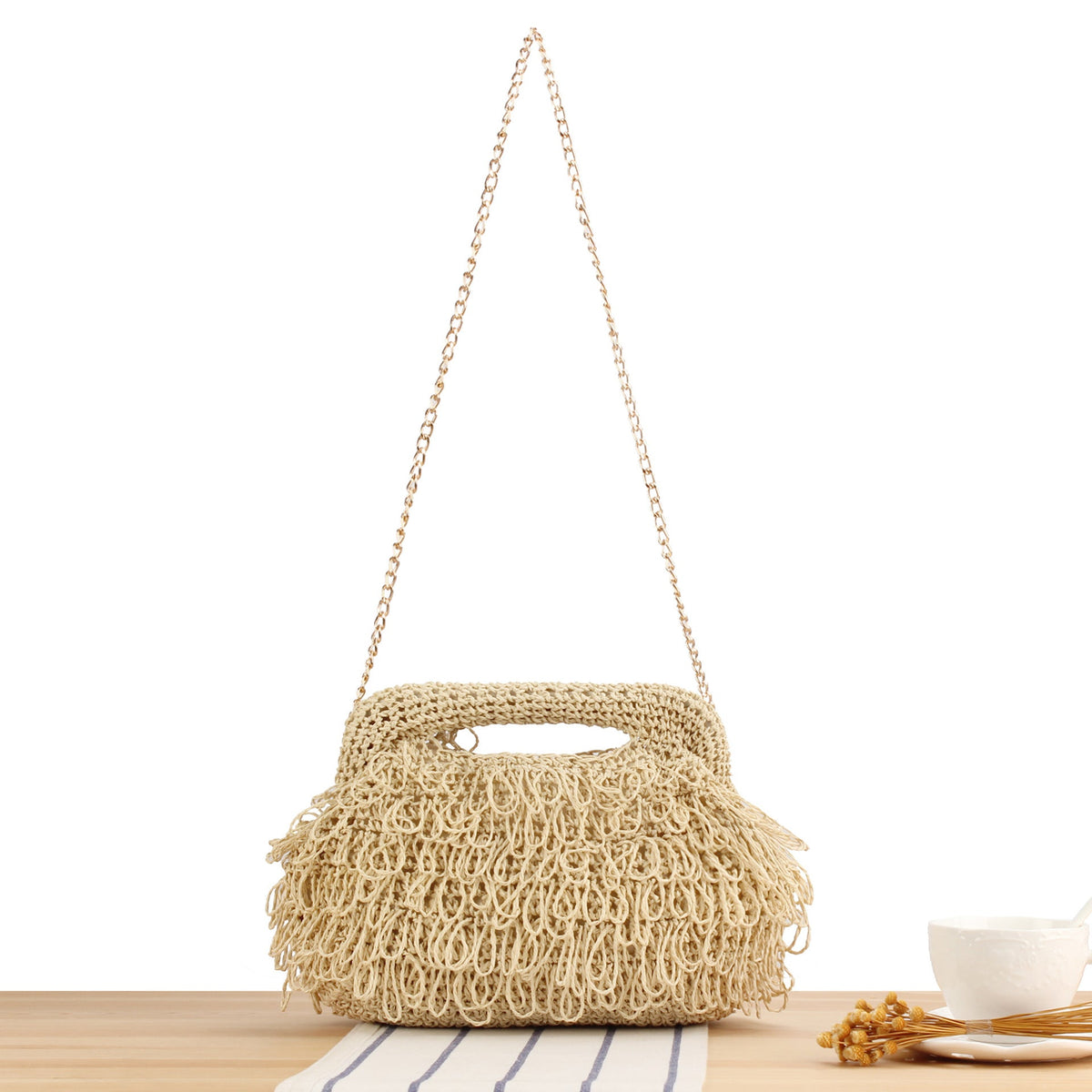 Designer handbag with intertwined macramé structure LoungeYard — product view 5