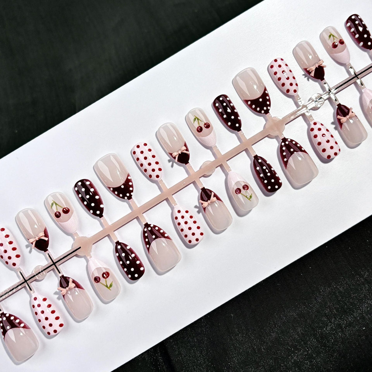 Artistic Floral and Polka Dot Press-On Nail Set — product view 2