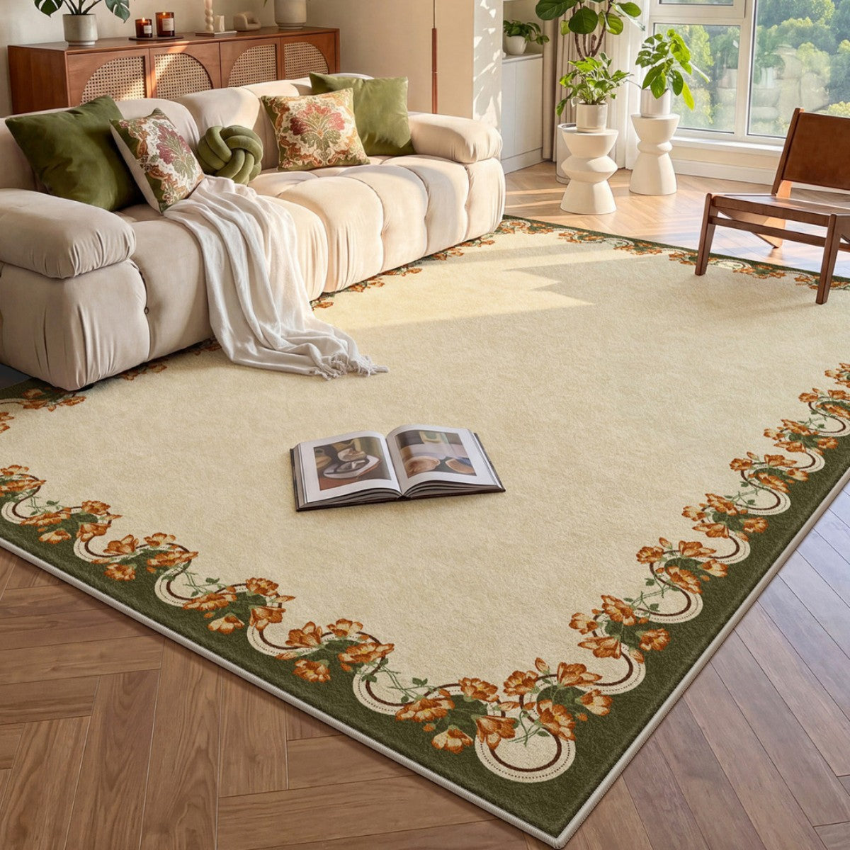 Floral Pattern Area Rug Bowlift — product view 5