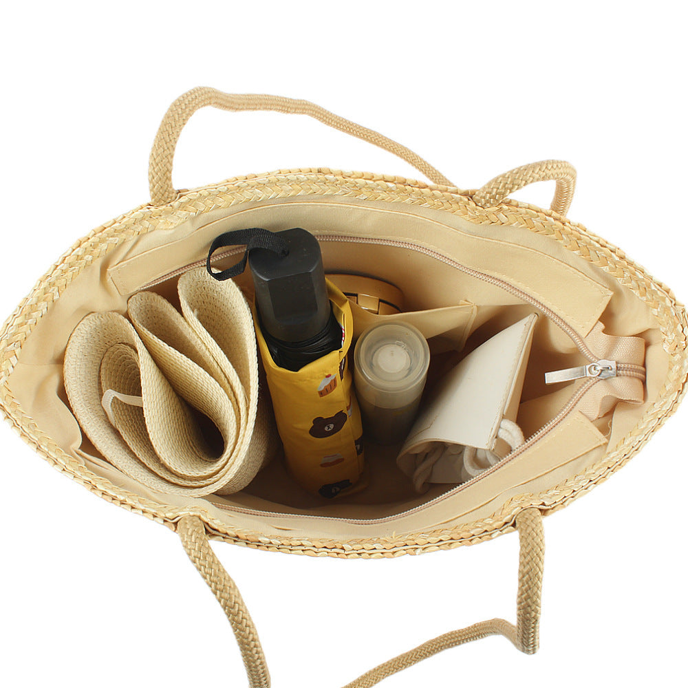 Spacious basket bag with pocket LoungeYard — product view 4