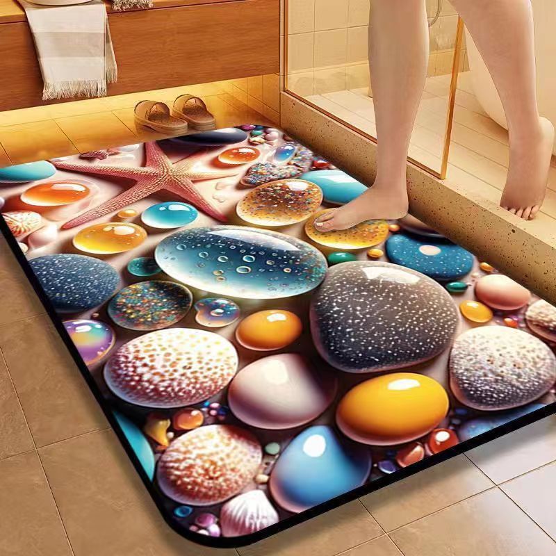 Decorative Stone Pattern Bath Mat LoungeYard — product view 6