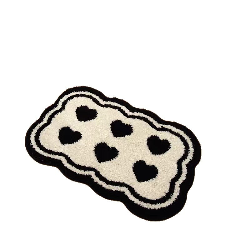 Heart-Shaped Decorative Plush Bath Mat Bowlift — product view 5