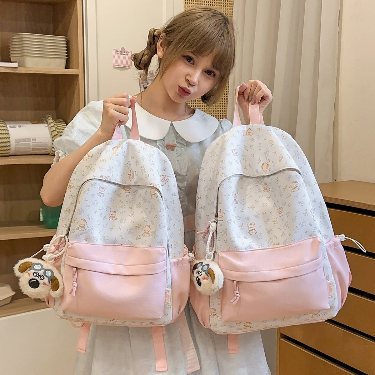 Cute Cartoon Animal Print Backpack LoungeYard — product view 6