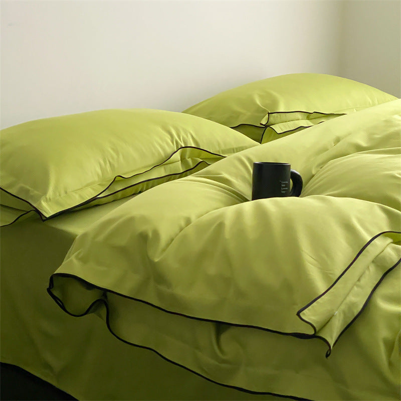 Luxurious satin microfiber bedding set with fine piping — product view 6